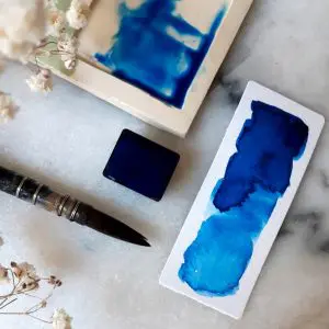 Bleu Yin – Aquarelle artisanale