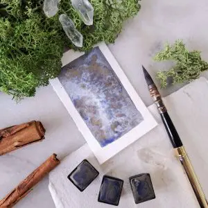 Récif doré – Aquarelle pailletée duochrome