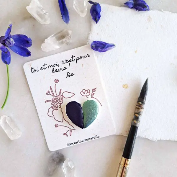 Duo coeur aquarellable à offrir
