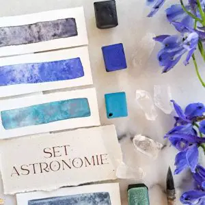 Set Astronomie – 6 aquarelles artisanales duochromes