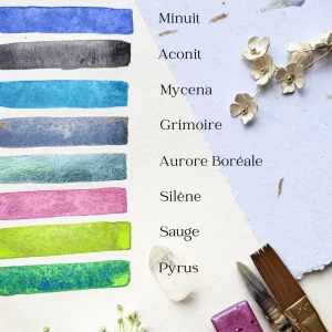 Set Une nuit de printemps – 8 aquarelles artisanales duochromes