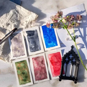 Set Les vitraux de l’alchimiste – 6 aquarelles granuleuses et duochromes