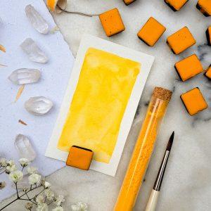 Jaune mimosa – Aquarelle artisanale