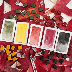 Set d’Automne – 5 aquarelles artisanales