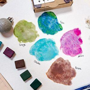 Set d’hiver – 5 aquarelles artisanales