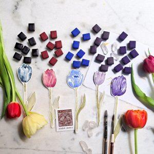 Set Ex-Libris – 5 aquarelles artisanales duochromes